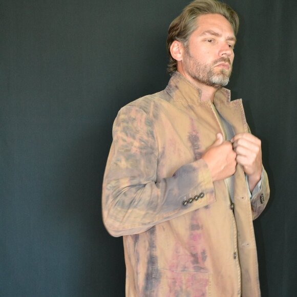 Cowboy western rustic camo Blazer sports Coat dyed brown khaki black gray tan XL - Picture 3 of 12